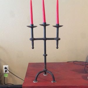 SOLDHand forged Wrought Iron Candelabra Trinity Spanish Design New Mexico Gothic